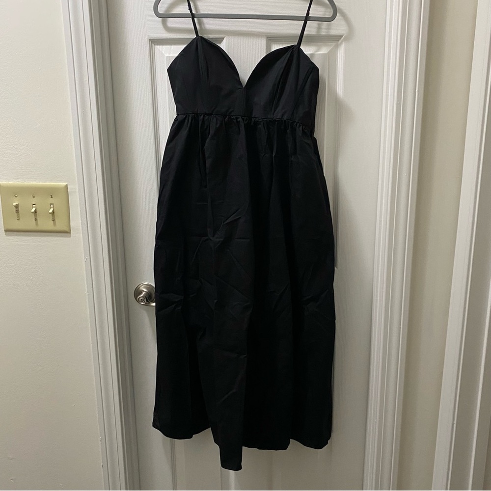 Zara Black Midi Dress with Spaghetti Straps